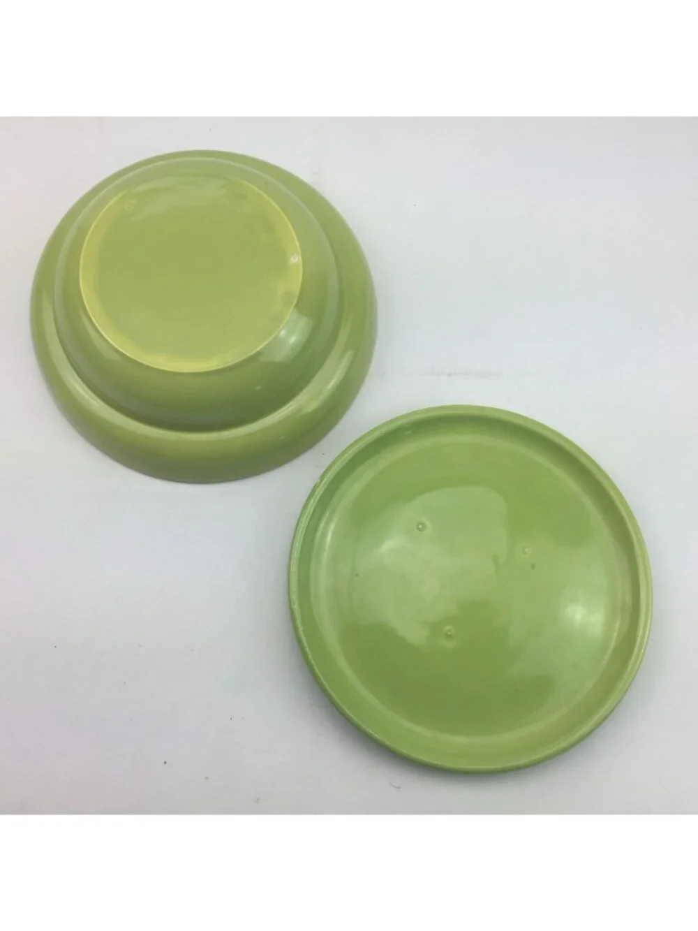 Vintage Green Ceramic Lidded Bowl 9.5